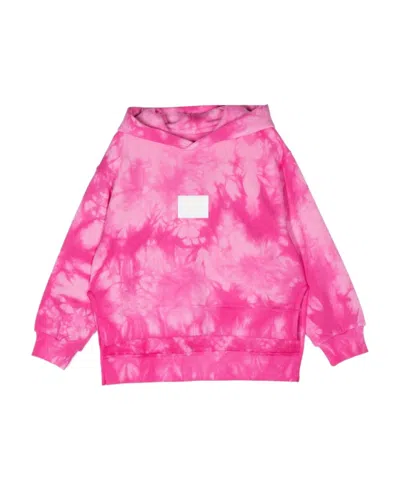 Mm6 Maison Margiela Logo Decal Tie-dyed Hooded Sweater In Pink