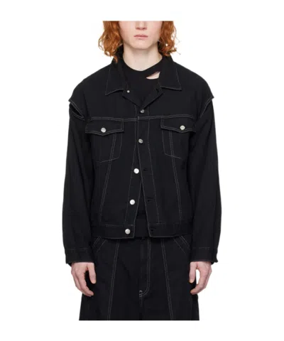 Mm6 Maison Margiela Black Contrast Denim Jacket In 900 Black