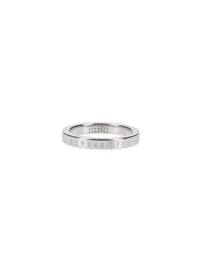 Mm6 Maison Margiela Logo Emblem Ring In Silver