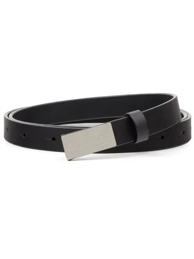 Mm6 Maison Margiela Logo-embossed Buckle Leather Belt In Black