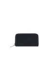 Mm6 Maison Margiela Logo Embossed Zip-around Wallet In Black