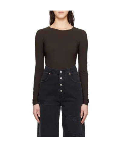 Mm6 Maison Margiela Logo-embroidered Bodysuit In Black