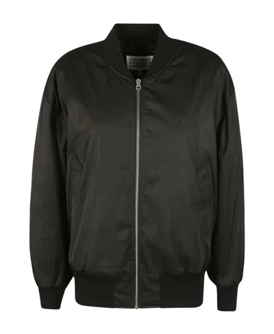 Mm6 Maison Margiela Logo-embroidered Bomber Jacket In Black