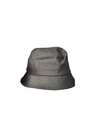 Mm6 Maison Margiela Logo Embroidered Bucket Hat In Black