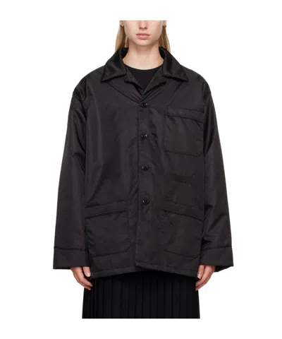 Mm6 Maison Margiela Logo Embroidered Casual Jacket In Black