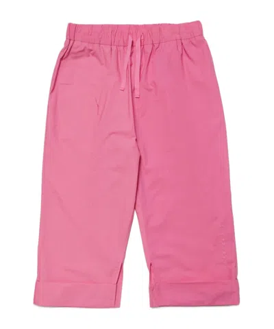 Mm6 Maison Margiela Kids' Logo-embroidered Cotton Trousers In Pink