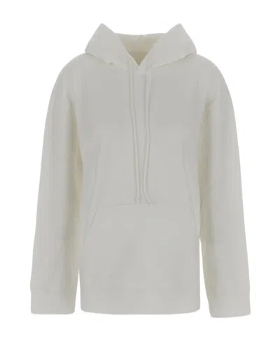 Mm6 Maison Margiela Logo-embroidered Drawstring Hoodie In Gray