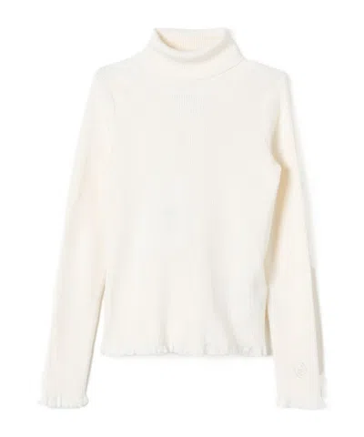 Mm6 Maison Margiela Logo-embroidered Fine-ribbed Jumper In White
