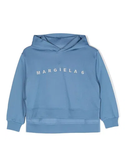 Mm6 Maison Margiela Little Kid's & Kid's Embroidered Logo Hoodie In Blue