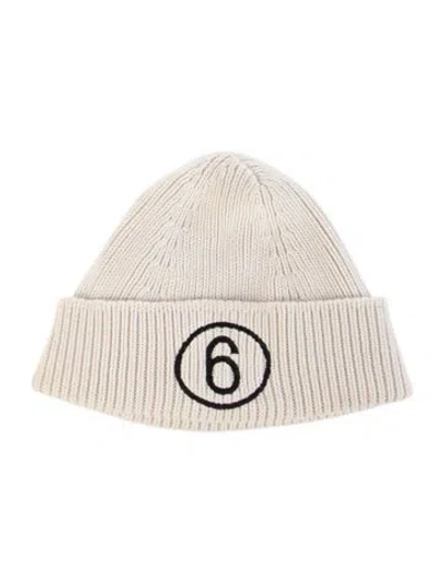 Pre-owned Mm6 Maison Margiela Logo Embroidered Knit Beanie In Neutral