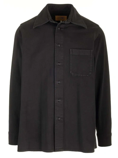 Mm6 Maison Margiela Logo Embroidered Shirt In Black | 