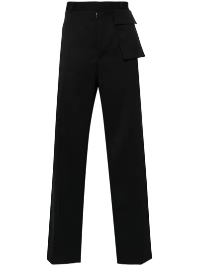 Mm6 Maison Margiela Logo-embroidered Straight-leg Tailored Trousers In Black