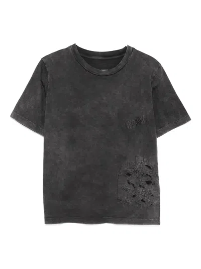 Mm6 Maison Margiela Kids' Logo-embroidered T-shirt In Black