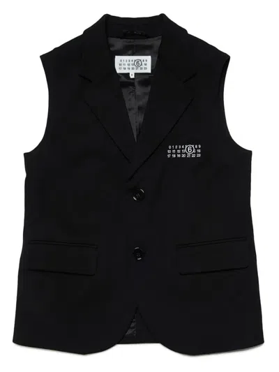 Mm6 Maison Margiela Kids' Logo-embroidered Vest In Black