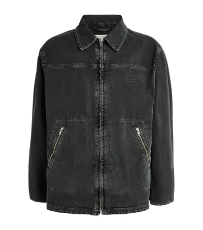 Mm6 Maison Margiela Logo Embroidery Denim Jacket In Grey