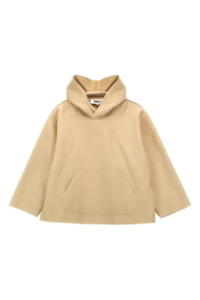 Mm6 Maison Margiela Logo Embroidery Hoodie In Neutral