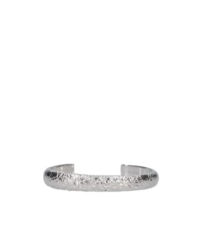 Mm6 Maison Margiela Logo Engrave Bangle In Silver