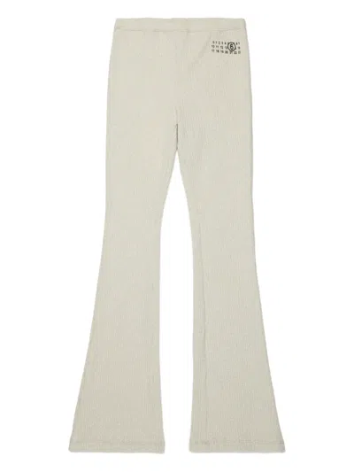 Mm6 Maison Margiela Kids' Logo Flared Trousers In White