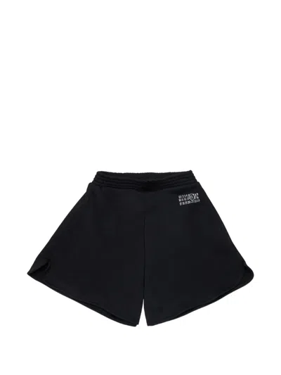 Mm6 Maison Margiela Kids' Logo Fleece Casual Shorts In Black