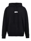 Mm6 Maison Margiela Mm6 By Maison Margiela Emblazoned Black Hoodie With Drawstring And Ribbed Finishes In Black