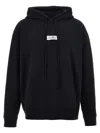 Mm6 Maison Margiela Mm6 By Maison Margiela Emblazoned Black Hoodie With Drawstring And Ribbed Finishes