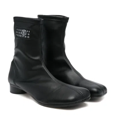 Mm6 Maison Margiela Logo Logo Ankle Boots In Black