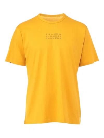 Mm6 Maison Margiela Logo-number-printed T-shirt In Yellow