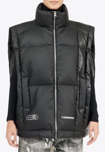 Mm6 Maison Margiela Black Chenpeng Edition Down Vest In 900 Black