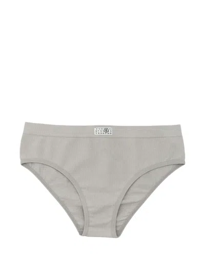 Mm6 Maison Margiela Logo-patch Brief In Gray