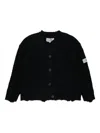 Mm6 Maison Margiela Ribbed Wool-blend Cardigan With Breaks In Black