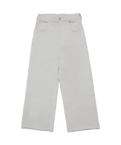 Mm6 Maison Margiela Kids' Logo-patch Cotton Straight Trousers In White