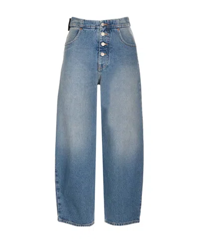 MM6 MAISON MARGIELA MM6 MAISON MARGIELA LOGO PATCH WIDE-LEG JEANS