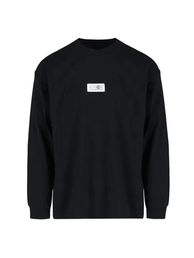 Mm6 Maison Margiela Logo Patch Crewneck Sweatshirt In Black