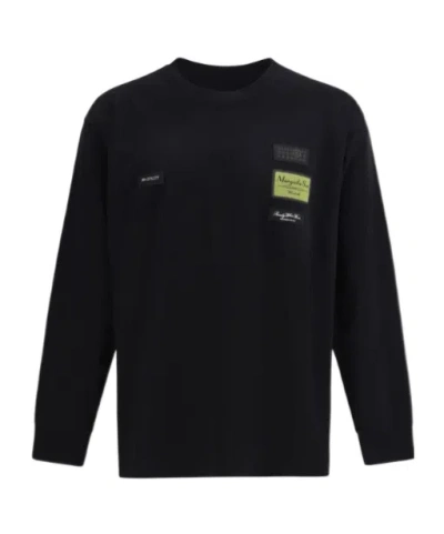 Mm6 Maison Margiela Logo Patch Crewneck T-shirt In Black