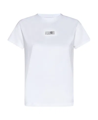 Mm6 Maison Margiela Logo Patch Crewneck T-shirt In White