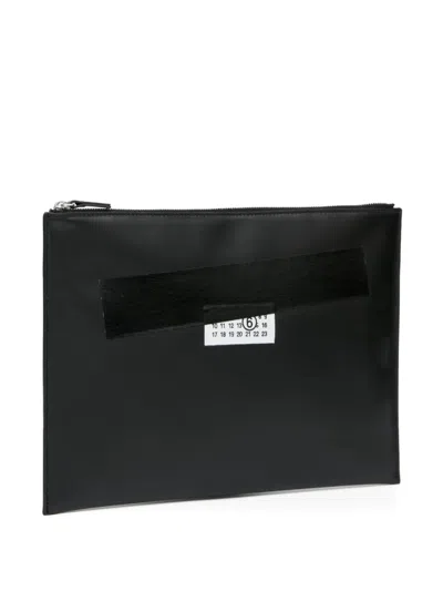 Mm6 Maison Margiela Logo-patch Cutch Bag In Black