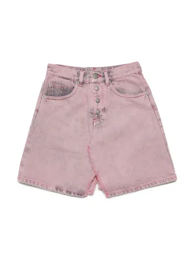 Mm6 Maison Margiela Kids' Logo-patch Denim Skirt In 粉色