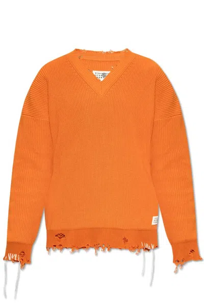 Mm6 Maison Margiela Numbers-motif Jumper In Orange
