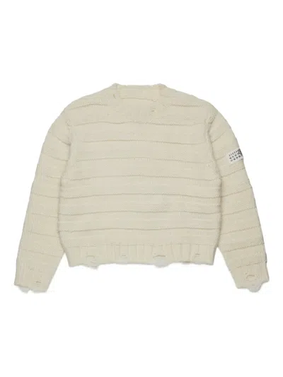 Mm6 Maison Margiela Kids' Logo-patch Jumper In White