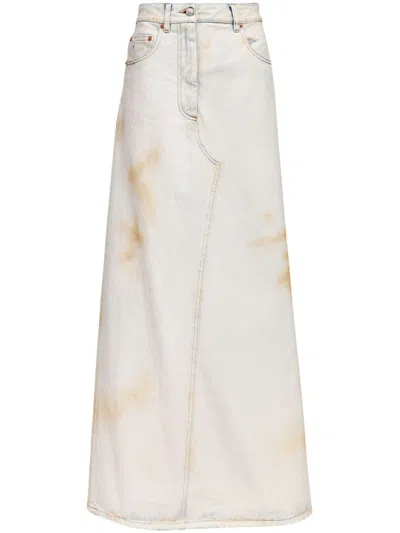 Mm6 Maison Margiela Logo-patch Midi Skirt In Blue
