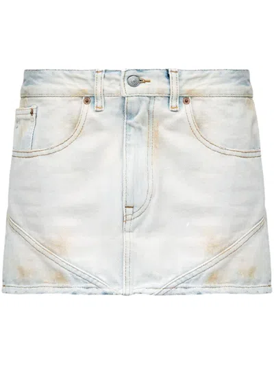 Mm6 Maison Margiela Logo-patch Mini Skirt In Blue