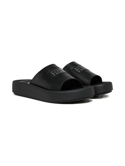 Mm6 Maison Margiela Kids' Logo-patch Sandals In Black