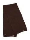 Mm6 Maison Margiela Mm6 By Maison Margiela Textured Ribbed Knit Scarf With Open-hole Detail In Brown