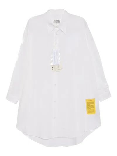 Mm6 Maison Margiela Logo Patch Shirt Dress In White