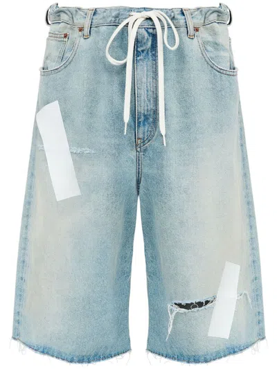 Mm6 Maison Margiela Blue Taped Denim Shorts