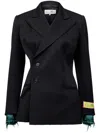 Mm6 Maison Margiela Asymmetric Contrast Cuff Blazer In Black