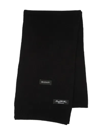 Mm6 Maison Margiela Logo-patch Wool Scarf In Black