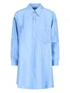 Mm6 Maison Margiela Logo-pattern Shirt Dress In Blue