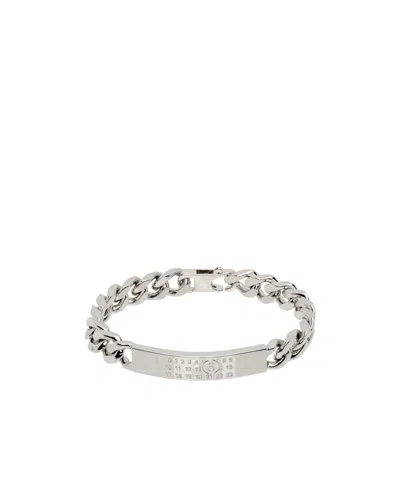 Mm6 Maison Margiela Logo-plaque Cable-link Bracelet In White
