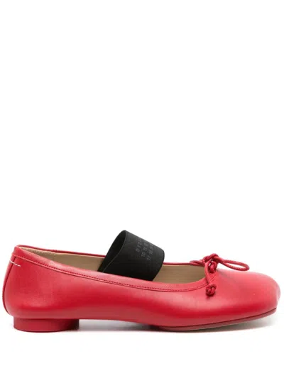 Mm6 Maison Margiela Logo-print Ballet Flats In Red